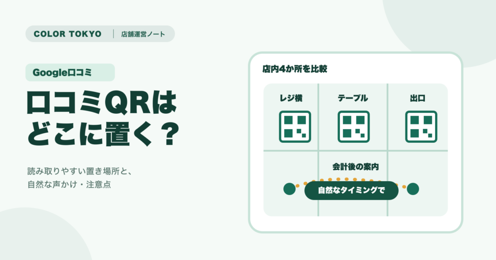 Google口コミQRコードの店内設置場所を比較する図解